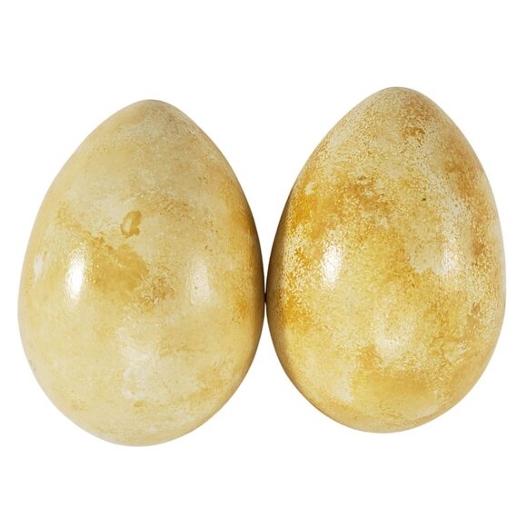 Large Hand-Painted Wood Easter Eggs Set of 2 Holiday Decorations - Picture 4 of 6